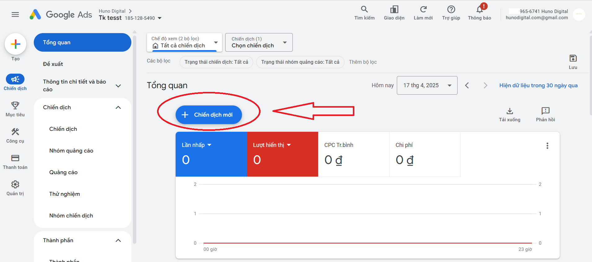 tạo chiến dịch quảng cáo google ads