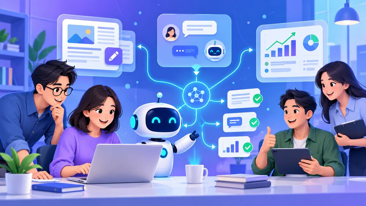 Minh họa AI tạo sinh hỗ trợ đội ngũ doanh nghiệp nhỏ